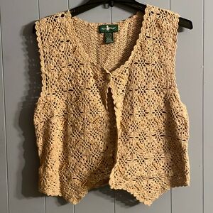 Tan color, crochet look vintage cardigan